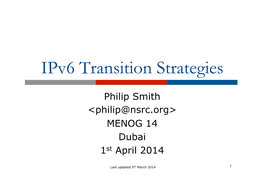 Ipv6 Transition Strategies