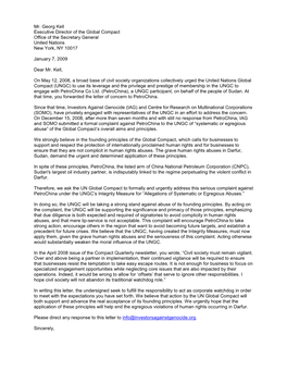 Letter to UNGC Regarding Petrochina Membership