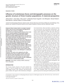 Influence of Evolutionary Forces and Demographic Processes on The