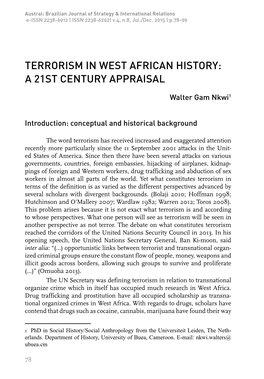 Terrorism in West African History: a 21St Century Appraisal