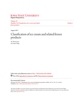 Classification of Ice Cream and Related Frozen Products M