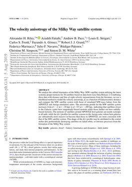 The Velocity Anisotropy of the Milky Way Satellite System