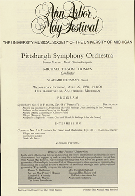 Pittsburgh Symphony Orchestra LORIN MAAZEL, Music Director-Designate