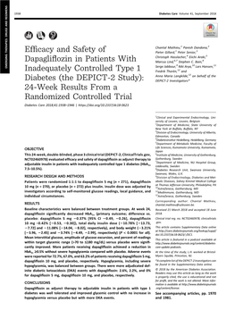 Efficacy and Safety of Dapagliflozin in Patients With