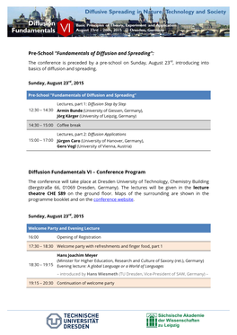 Diffusion Fundamentals VI – Conference Program