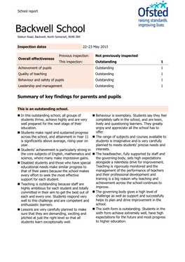 Backwell School Station Road, Backwell, North Somerset, BS48 3BX