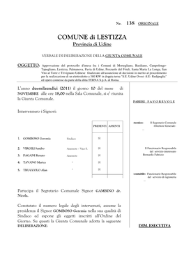 COMUNE Di LESTIZZA Provincia Di Udine