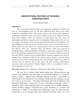 Architectural Features of the Early Harappan Forts