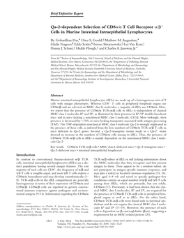 Qa-2–Dependent Selection of CD8 T Cell Receptor Cells in Murine