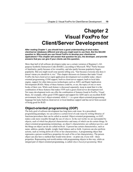 Chapter 2 Visual Foxpro for Client/Server Development