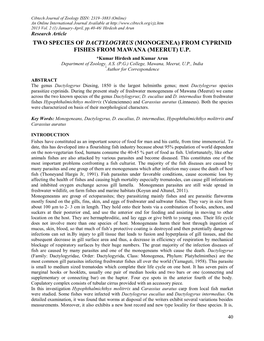 Monogenean Fauna of Mawana (Meerut)