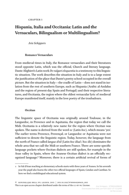 Hispania, Italia and Occitania: Latin and the Vernaculars, Bilingualism Or Multilingualism?