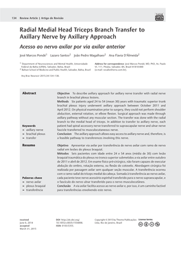 Radial Medial Head Triceps Branch Transfer to Axillary Nerve by Axillary Approach Acesso Ao Nervo Axilar Por Via Axilar Anterior