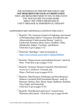 The Materials in This Pdf Document Are Not Required for Your Accreditation