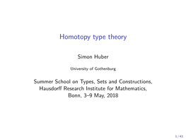 Homotopy Type Theory