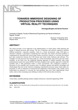 Towards Immersive Designing of Production Processes Using Virtual Reality Techniques