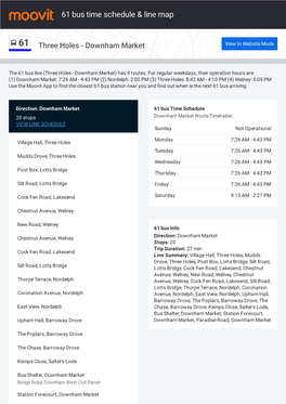 61 Bus Time Schedule & Line Route