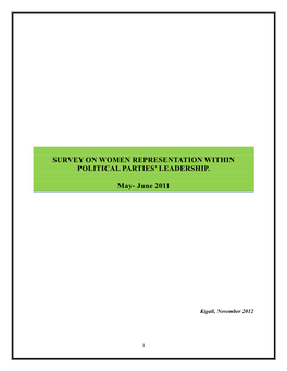 Survey on Women Representation Within Political Parties’ Leadership