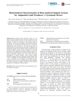 Biomechanical Characterisation of Bone-Anchored Implant Systems for Amputation Limb Prostheses: a Systematic Review