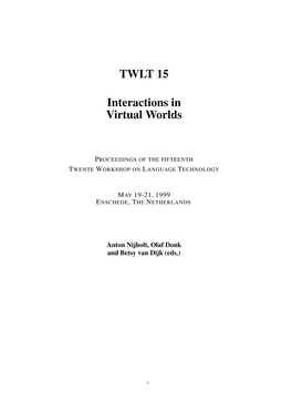 TWLT 15 Interactions in Virtual Worlds