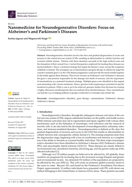 Nanomedicine for Neurodegenerative Disorders: Focus on Alzheimer's