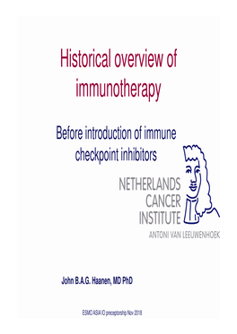 Historical Overview of Immunotherapy