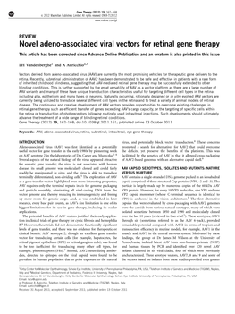 Novel Adeno-Associated Viral Vectors for Retinal Gene Therapy