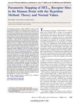 Parametric Mapping of 5HT1A Receptor Sites in the Human Brain with the Hypotime Method: Theory and Normal Values