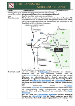 Lernort/Lernanlass Abtsteinach/Zeugnisse Der