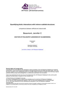 Jennifer Beaumont Phd Thesis