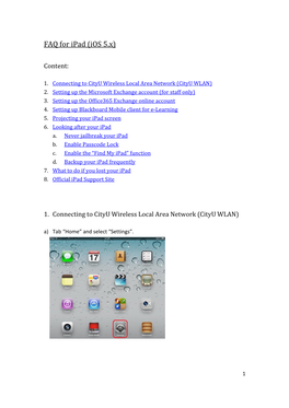 FAQ for Ipad (Ios 5.X)