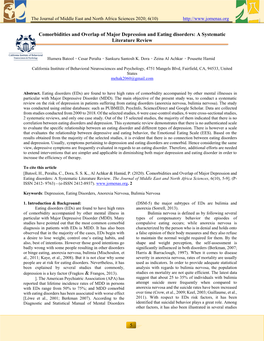 Comorbidities and Overlap of Major Depression and Eating Disorders: a Systematic Literature Review