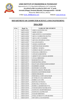 Lendi Institute of Engineering & Technology Department