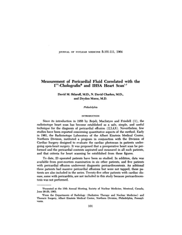 Measurement of Pericardial Fluid Correlated with the I'31-Cholografinâ®And IHSA Heart Scan1'2