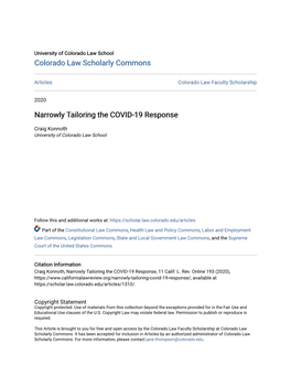 Narrowly Tailoring the COVID-19 Response