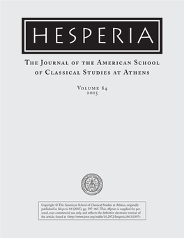 The Journal of the American School of Classical Studies at Athens