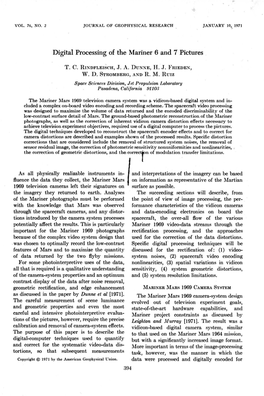 Digital Processing of the Mariner 6 and 7 Pictures