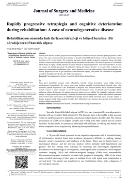 Rapidly Progressive Tetraplegia and Cognitive Deterioration During Rehabilitation: a Case of Neurodegenerative Disease