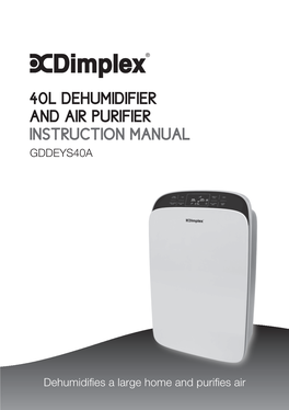 40L Dehumidifier and Air Purifier Instruction Manual Gddeys40a