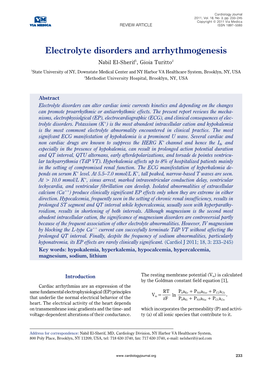 Electrolyte Disorders and Arrhythmogenesis