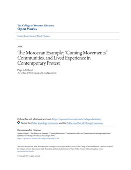 The Moroccan Example: “Coming Movements,” Communities, and Lived Experience in Contemporary Protest