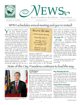 WPRA Schedules Annual Meeting and You're Invited! State of the City