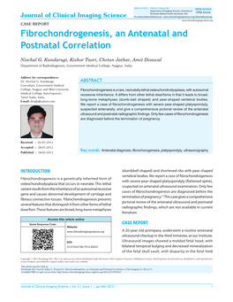 Fibrochondrogenesis, an Antenatal and Postnatal Correlation