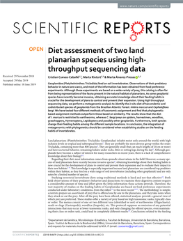 Diet Assessment of Two Land Planarian Species Using High-Throughput Sequencing Data