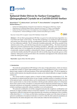 Quinquephenyl Crystals on a Cu(110)-(21)O Surface