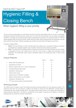 OMVE FS210 & FS211 Clean-Fill