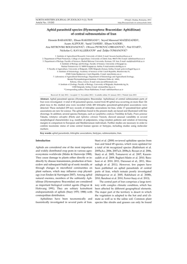 Aphid Parasitoid Species (Hymenoptera: Braconidae: Aphidiinae) of Central Submountains of Iran