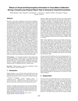 Effects of Visual and Proprioceptive Information in Visuo-Motor Calibration During a Closed-Loop Physical Reach Task in Immersive Virtual Environments