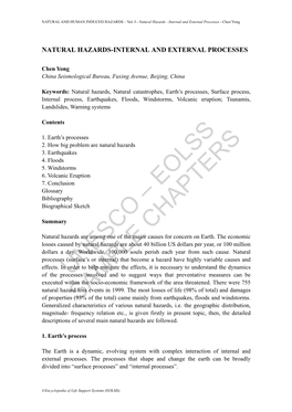 Natural Hazards - Internal and External Processes - Chen Yong