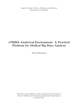 Etriks Analytical Environment: a Practical Platform for Medical Big Data Analysis